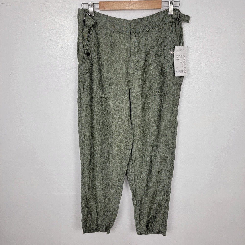Athleta Voyager‎ Linen Pant Women's Olive Green Size 10 Casual Summer